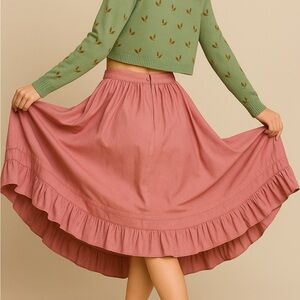 Vintage Laura Ashley Pink Cotton Skirt – Size 12 (UK 14 / EUR 40)